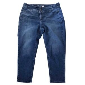 Lane Bryant Skinny Jeans  22 Regular Blue Dark Wash High Rise Triple Button
